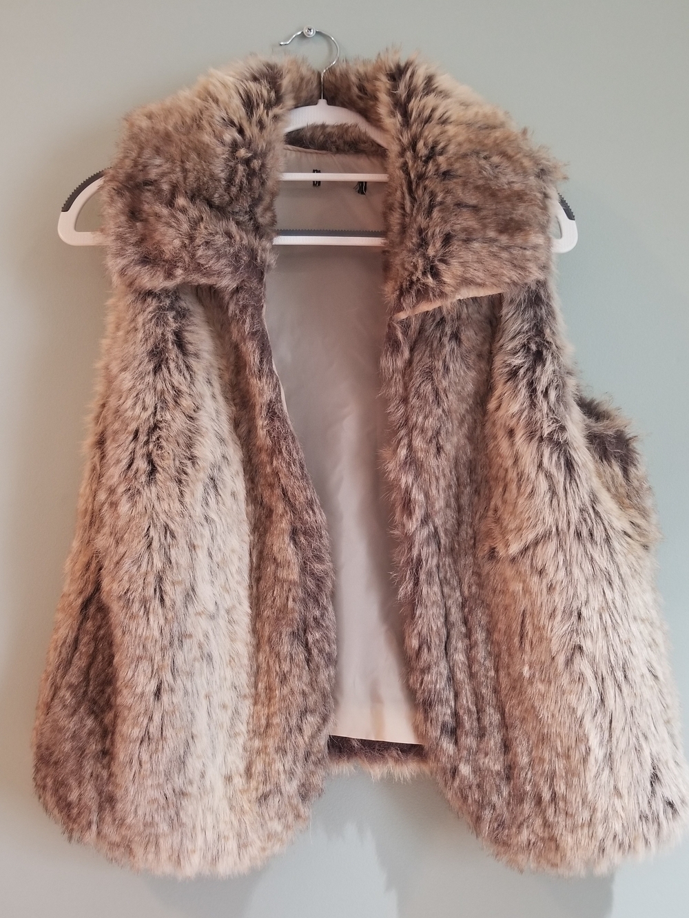 Faux Fur Brown/Beige/Black Vest - Women’s Sleeveless, Size S